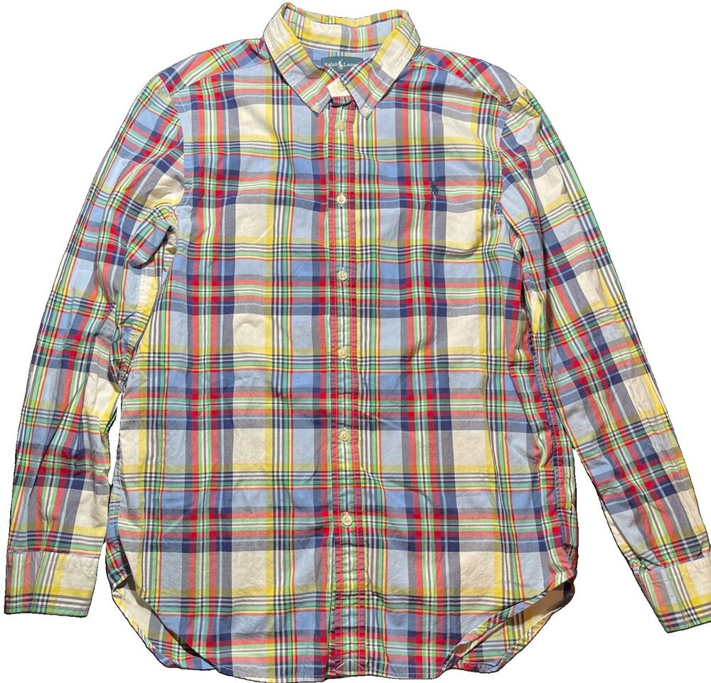 Polo Ralph Lauren Boys XL 18/20 Multicolor Plaid Button Down Shirt